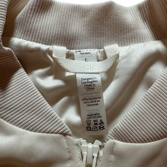 Alo Yoga Prizewinner Cropped Bomber Jacket | Bone Ivory | Size L - Picture 8 of 15
